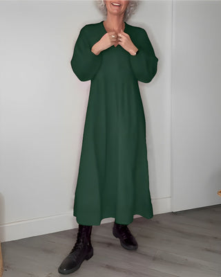 Long women's dress with V-neck | Loose fit