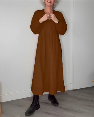 Long women's dress with V-neck | Loose fit