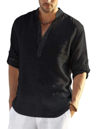 Herren Henley Hemd mit langen Ärmeln | Lockere Passform