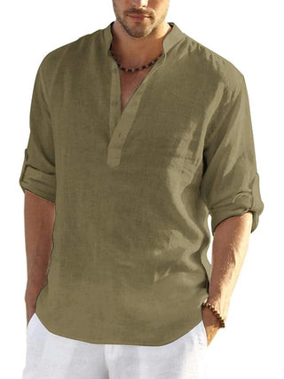 Herren Henley Hemd mit langen Ärmeln | Lockere Passform