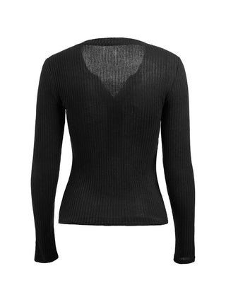 Women's Ribbed Longsleeve | With Button Placket Front