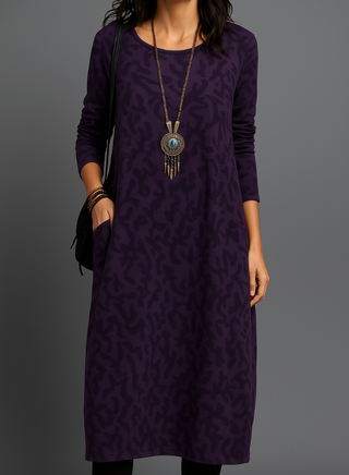 Women's midi dress with long sleeves | Casual pockets