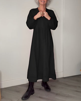 Long women's dress with V-neck | Loose fit