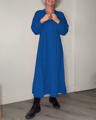Long women's dress with V-neck | Loose fit
