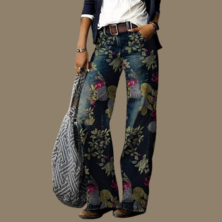 Damenjeans mit weitem Bein | Bedruckt