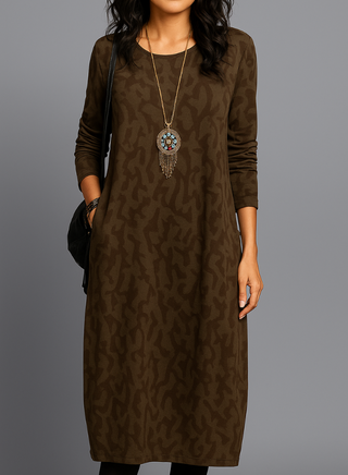 Women's midi dress with long sleeves | Casual pockets