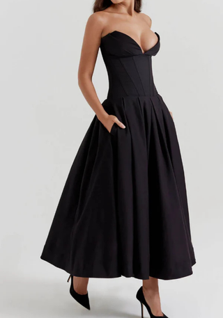 Women's Corset Strapless Dress | Midi Dress