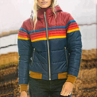 Damen Winter Daunenjacke | Mit Retro-Streifen