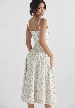 Women's Figure-Hugging Floral Corset Dress | Midi