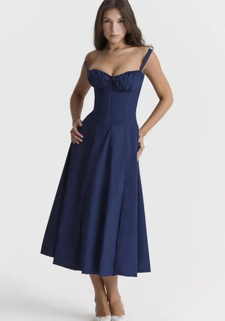 Women's Figure-Hugging Floral Corset Dress | Midi