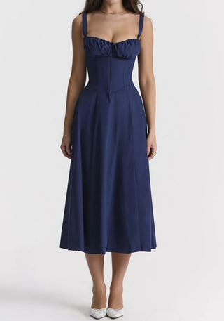 Women's Figure-Hugging Floral Corset Dress | Midi
