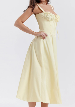 Women's Figure-Hugging Floral Corset Dress | Midi