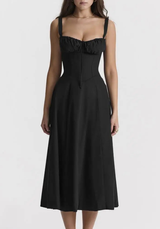 Women's Figure-Hugging Floral Corset Dress | Midi