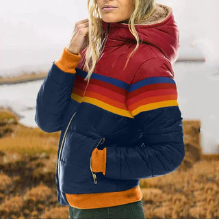 Damen Winter Daunenjacke | Mit Retro-Streifen