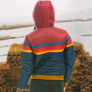 Damen Winter Daunenjacke | Mit Retro-Streifen