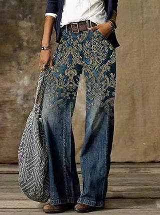 Weite Hosen für Damen | Blumenmuster