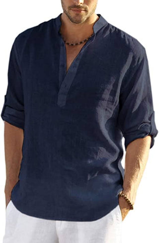 Herren Henley Hemd mit langen Ärmeln | Lockere Passform