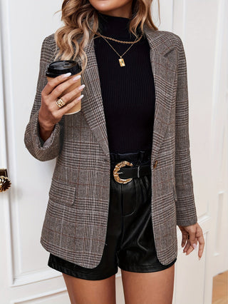 Damen Karierter Strukturblazer | Langarm
