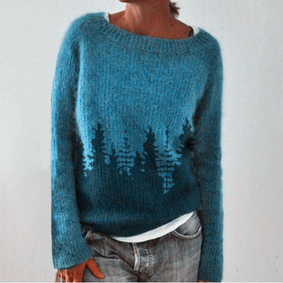 Damen-Pullover mit Druck| Rundhalsausschnitt