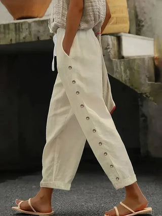 Damen Casual-Hosen mit Knöpfen | Lockere Passform