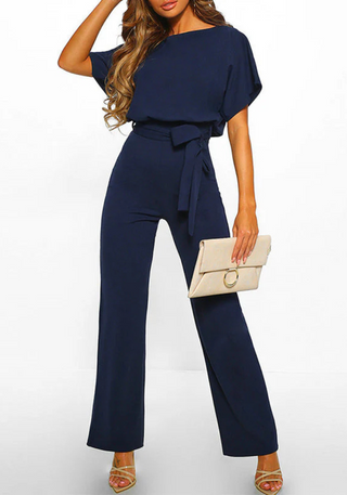 Mira | Damen Eleganter Jumpsuit | Tailliert Dunkelblau