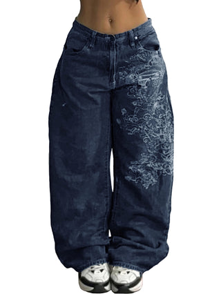Damen Weite Jeans | Mit Stickerei und Weitem Bein