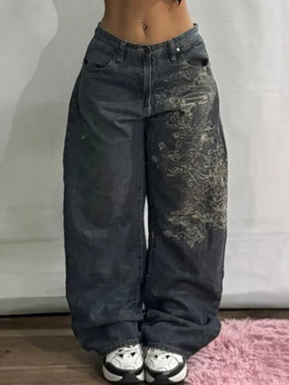 Damen Weite Jeans | Mit Stickerei und Weitem Bein