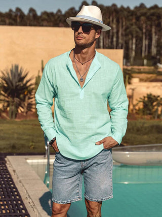 Herren Henley Hemd mit langen Ärmeln | Lockere Passform