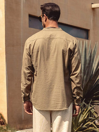 Herren Henley Hemd mit langen Ärmeln | Lockere Passform
