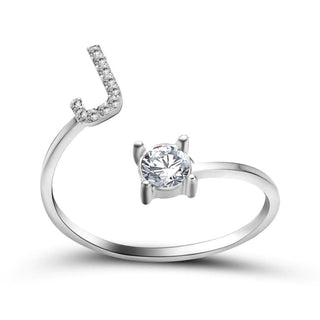 Adjustable letter ring with zirconia | A-Z initial