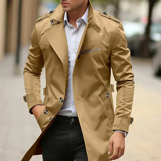 Men's Winter Trench Coat with Double Button | Slim Cut