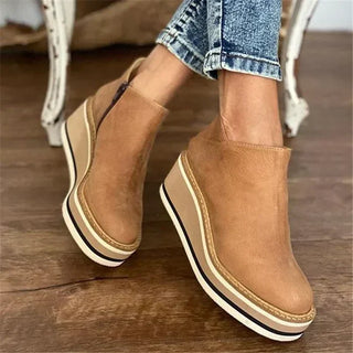 Damen Bequeme Plateau Stiefeletten | Keilabsatz