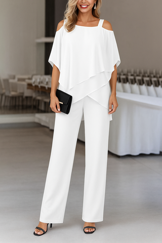 Mara | Damen Eleganter Jumpsuit | Tailliert Weiß