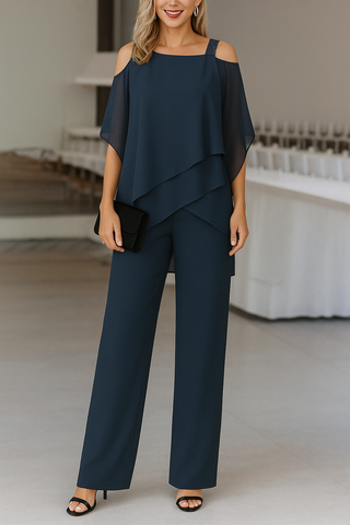 Mara | Damen Eleganter Jumpsuit | Tailliert Dunkelblau