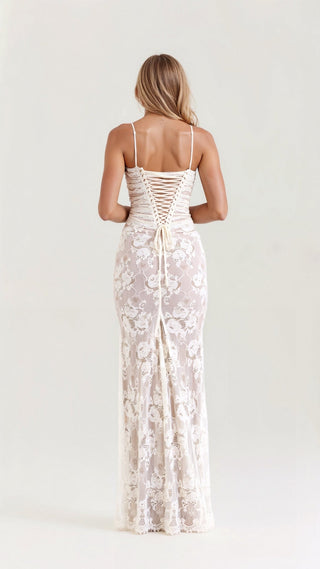 Women's lace long-sleeve dress | Maxi