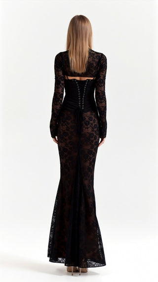 Women's lace long-sleeve dress | Maxi