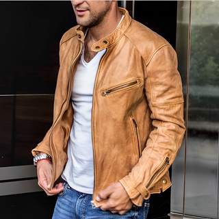 Herren Hochkragenjacke | Schnalle Detail