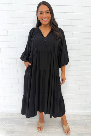 Women's Button Loose Dress | Boho Midi