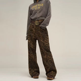 Damen-Hosen mit weitem Bein | Leopardenmuster