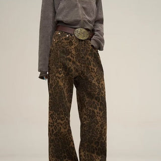 Damen-Hosen mit weitem Bein | Leopardenmuster