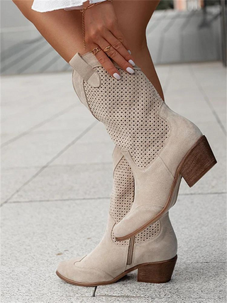 Damen Cowboystiefel | Perforierte Western