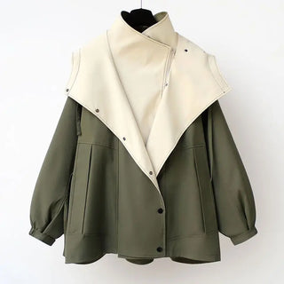 Women's Two-Tone Winter Coat | Wide Collar