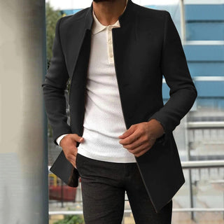 Men's Long Jacket | Open Front & Slim Fit Cut