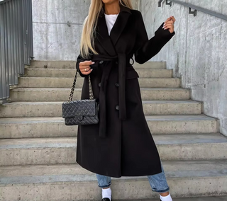 Damen Langer Trench coat | Mit Reverskragen & Knopfleiste