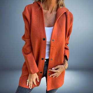 Damen Strick Blazer | Mit Knöpfen & Kapuze