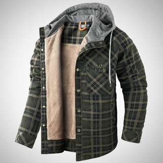 Men's hooded jacket in check pattern | Lined