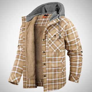 Men's hooded jacket in check pattern | Lined