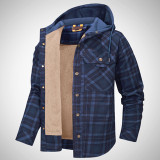 Men's hooded jacket in check pattern | Lined