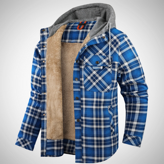 Men's hooded jacket in check pattern | Lined
