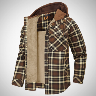 Men's hooded jacket in check pattern | Lined